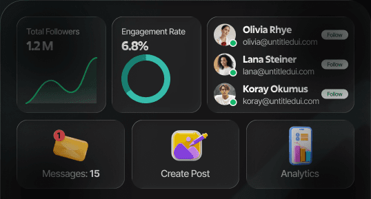 Social app showing follower and engagement figures