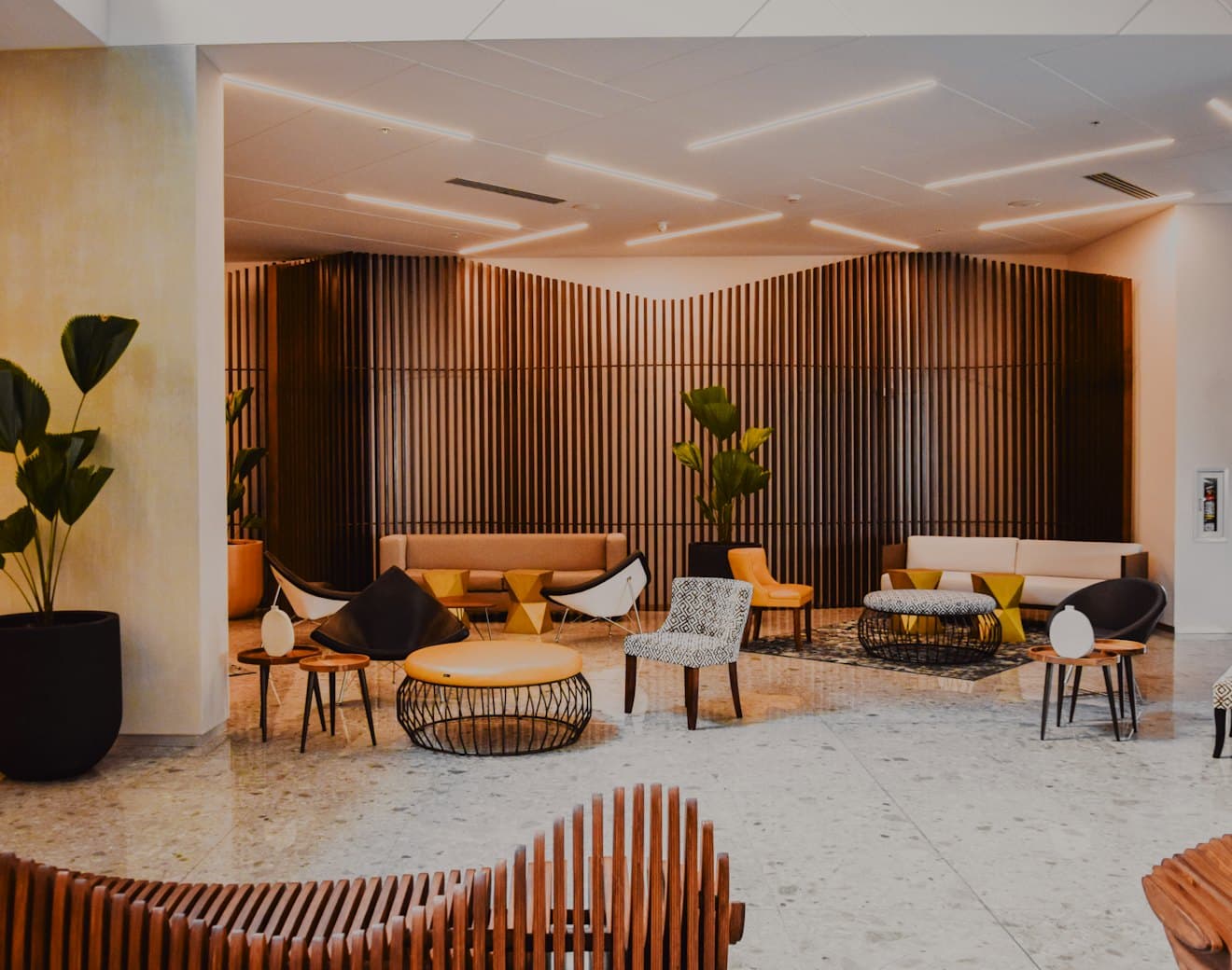 A modern hotel lobby