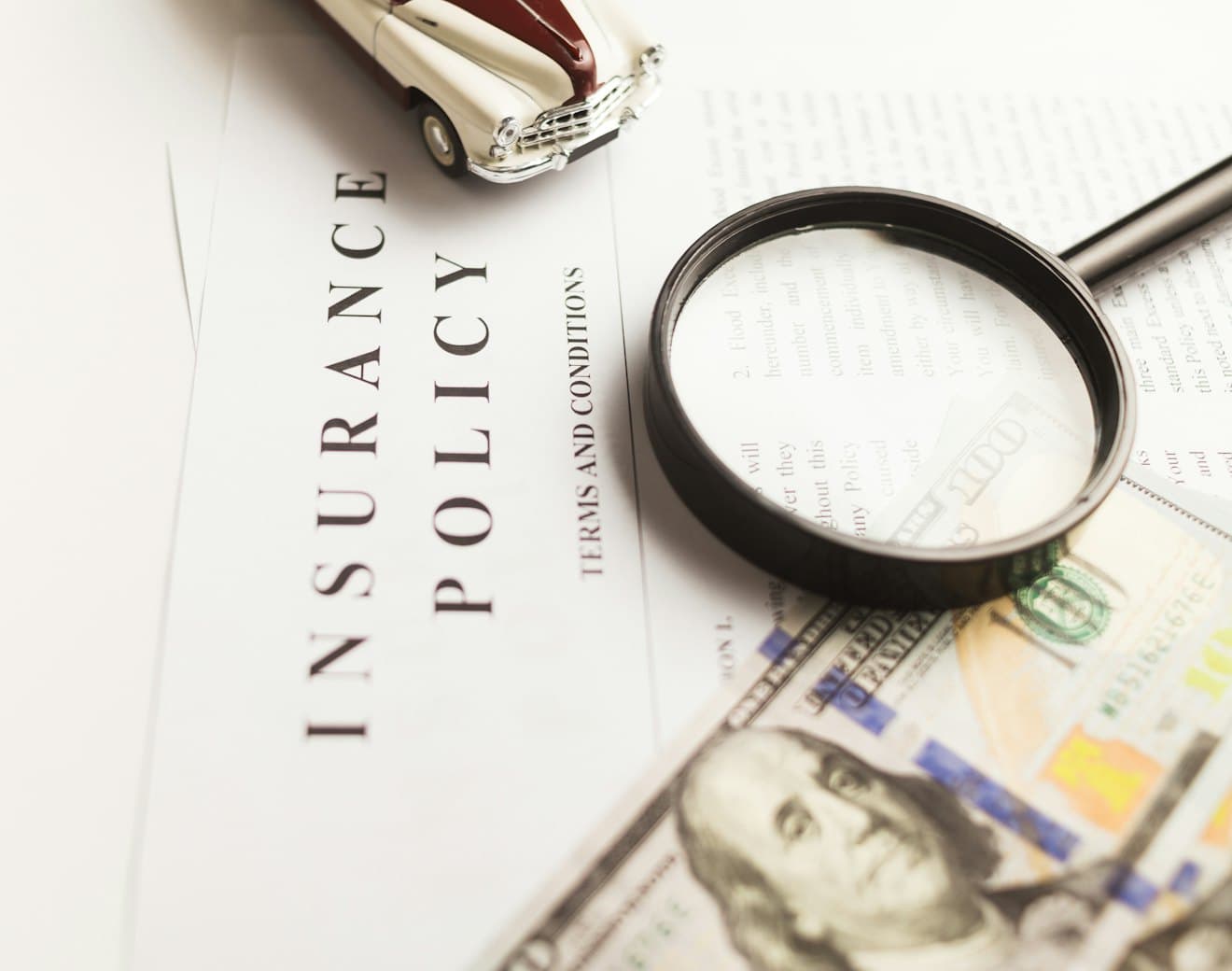 An insurance policy document being reviewed