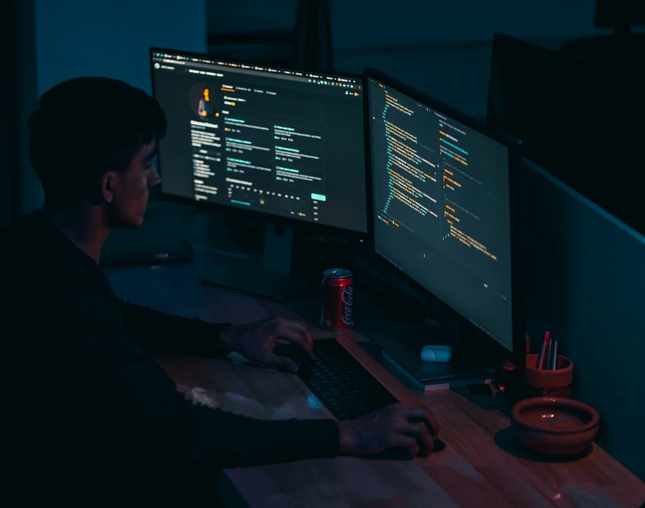 A developer building a website