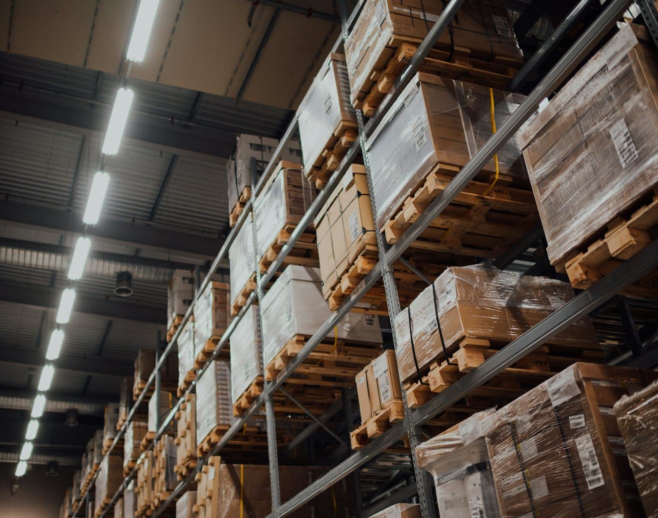 Racking inside a distribution warehouse