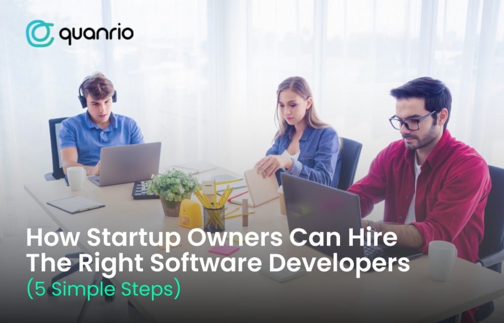 Start-up owners are discussing how to hire a software developer for their new business 